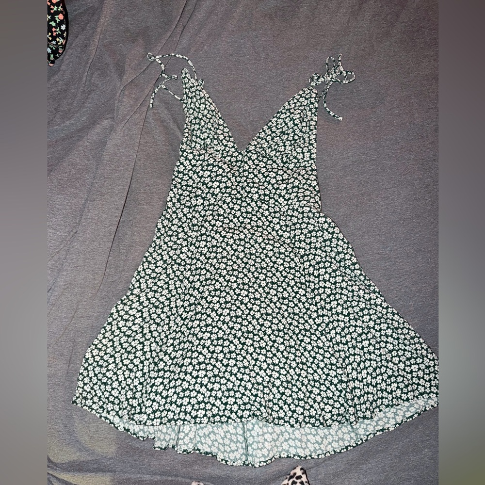 Reformation Green and White Floral Mini Dress